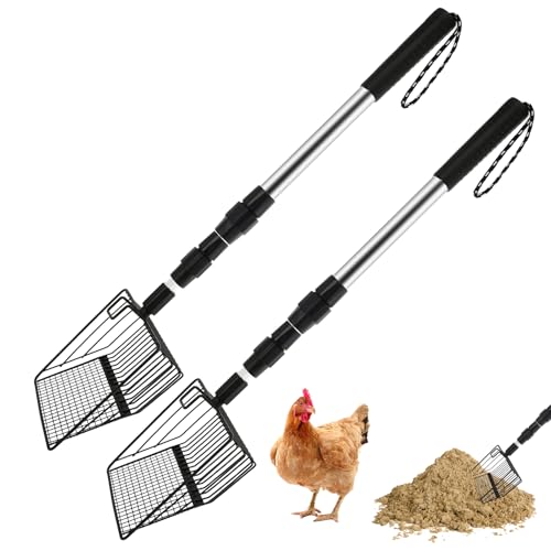 Katzenstreuschaufel mit ausziehbarem langem Griff, 57–102 cm, Metall-Katzenstreu-Siebschaufel, effizient, tiefe Haustierkotschaufel, antihaftbeschichtet, für Katzen, Huhn, 2 Stück Katzenstreuschaufel mit ausziehbarem langem Griff, 57–102 cm, Metall-Katzenstreu-Siebschaufel, effizient, tiefe Haustierkotschaufel, antihaftbeschichtet, für Katzen, Huhn, 2 Stück von Sutowe