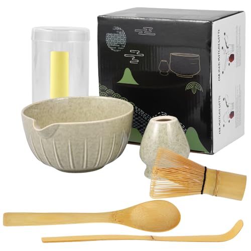 Matcha Set, Matcha Tea Set, 5 Stück Matchas Besen Sets, Matchas Zubehör für die Teezeremonie mit Ausgießer, Matcha-Rührer und Ständer, Matcha-Löffel, Teelöffel für Einsteiger, Teeliebhaber von Sutowe