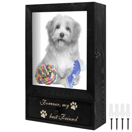 Personalisierte Tierurne, Doppellagige Gedenkbox für Hundeasche, Holzrahmen fürs Tierurnen, Katzen- und Hundeurnen-Präsentationsbox für Tierbesitzer, Als Geschenk und Erinnerung,34x 22.6x 8.7cm von Sutowe