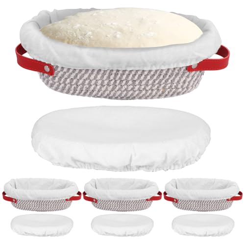 Sutowe 4 Stück Gärkorb aus Baumwolle, Ovaler Gärkorb mit Einsatz und Stoffbezug, 26x14x9,5cm Faltbarer Brotkorb mit Haken Zum Gären und Aufbewahren von Brot und Anderen kleinen Backwaren Sutowe 4 Stück Gärkorb aus Baumwolle, Ovaler Gärkorb mit Einsatz und Stoffbezug, 26x14x9,5cm Faltbarer Brotkorb mit Haken Zum Gären und Aufbewahren von Brot und Anderen kleinen Backwaren von Sutowe