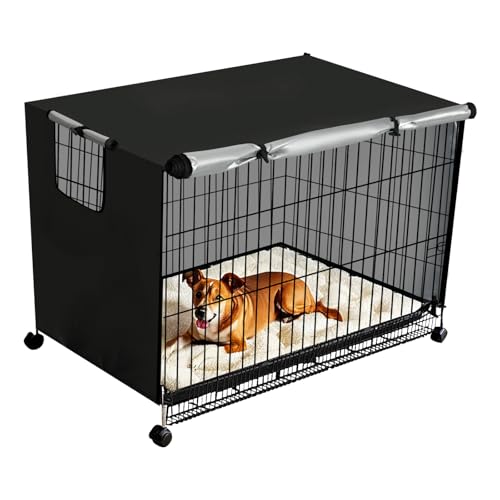 Sutowe Abdeckung für Hundekäfige, Oxford-Stoff, wasserdicht, winddicht, Draht, Schutz für Hundehütte, mit Tür und atmungsaktivem Fenster, 79 x 51 x 53 cm, Schwarz Sutowe Abdeckung für Hundekäfige, Oxford-Stoff, wasserdicht, winddicht, Draht, Schutz für Hundehütte, mit Tür und atmungsaktivem Fenster, 79 x 51 x 53 cm, Schwarz von Sutowe