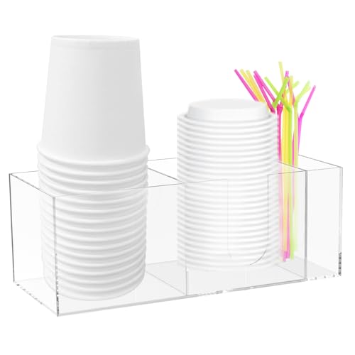 Kaffeetassenhalter für Arbeitsplatte, 3 Fächer, Acryl, Kaffee-Bar-Organizer, Zubehör für Kaffeestation, Aufbewahrung, Dekoration Landhaus-Tisch(transparente) von Sutowe