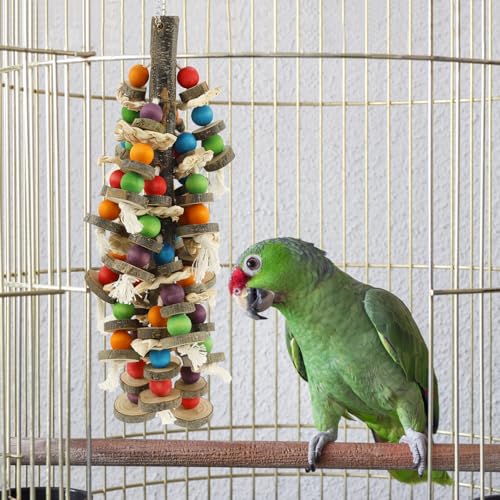 Sutowe Papageienspielzeug, Papageienspielzeug für große Vögel, Vogelkauspielzeug aus Holz mit Haken Oben, mehrfarbiges Papageienkäfig-Beißspielzeug für kleine bis mittelg Sutowe Papageienspielzeug, Papageienspielzeug für große Vögel, Vogelkauspielzeug aus Holz mit Haken Oben, mehrfarbiges Papageienkäfig-Beißspielzeug für kleine bis mittelg von Sutowe