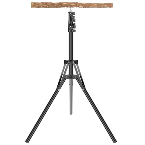 Sutowe Ständer für Vogelstange aus Holz, einfach zu installieren, Stange für Vögel, 16 – 63 cm, höhenverstellbar, für den Innen- und Außenbereich (schwarz) von Sutowe