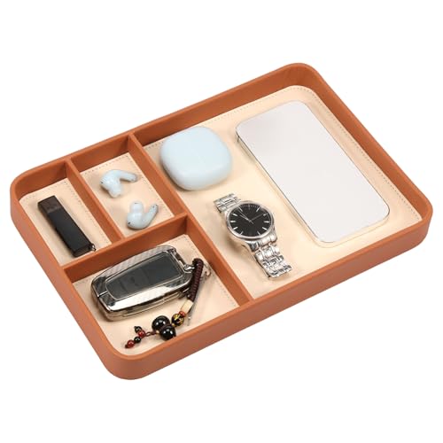 Valet Tablett, Leder Büro Schublade Schreibtisch Aufbewahrungsbox, Nachttisch Ablageschale, Valet Organizer-Tablett für Handy Schmuck Schlüssel Kleingeld Geldbörse Uhren Brillen Büroausstattung Valet Tablett, Leder Büro Schublade Schreibtisch Aufbewahrungsbox, Nachttisch Ablageschale, Valet Organizer-Tablett für Handy Schmuck Schlüssel Kleingeld Geldbörse Uhren Brillen Büroausstattung von Sutowe