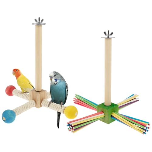 Vogelständer Barsch Spielzeug 360 ° Rotatable Papagei Übung Stehstange Holzpapagei Anreicherungs Spielzeug Vogelkäfigzubehör für Kakerousterbrüftung von Sutowe
