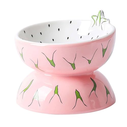 Fruit Cat Bowls Elevated,Raised Cat Food Bowls for Indoor Cats, Cat Feeding Bowls Tilted Whisker Friendly, Lifted Cat Dish-Kiwi-1 (Pitaya 1) von Suuim