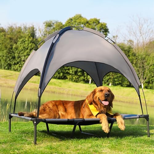 Suusolny 2-in-1 Outdoor Hundebett mit Baldachin Hundeliege & Hundesofa Wasserdichtes Hundezelt Erhöhte Haustierbett Anti-Rutsch Fußpolster für kleine & große Haustiere Maße 122x102x92cm Suusolny 2-in-1 Outdoor Hundebett mit Baldachin Hundeliege & Hundesofa Wasserdichtes Hundezelt Erhöhte Haustierbett Anti-Rutsch Fußpolster für kleine & große Haustiere Maße 122x102x92cm von Suusolny