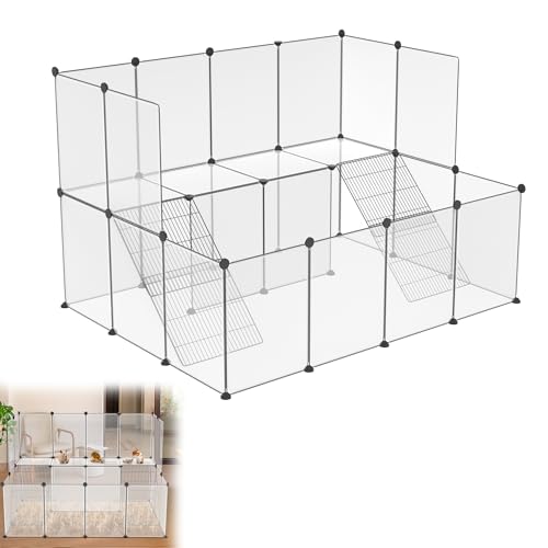 Suusolny Freigehege Kaninchen Gittergehege Haustier Laufstall Metallgitter Gehege Welpengehege Kleintierkäfig Meerschweinchen Käfig für Innen und Aussen (Weiß, 26pcs ohne Türen) von Suusolny