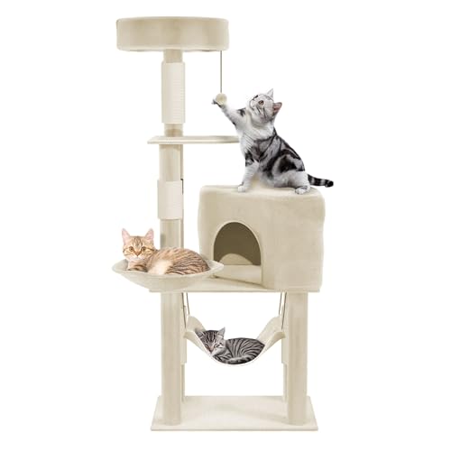 Suusolny Großer Katzenbaum Katzenkratzbaum Kratzbaum 133.5 cm hoch mit Sisalpfosten Mehreren Ebenen Hängematte und Korb Kletterbaum für Katzen mit viel Platz zum Spielen und Schlafen Beige Suusolny Großer Katzenbaum Katzenkratzbaum Kratzbaum 133.5 cm hoch mit Sisalpfosten Mehreren Ebenen Hängematte und Korb Kletterbaum für Katzen mit viel Platz zum Spielen und Schlafen Beige von Suusolny