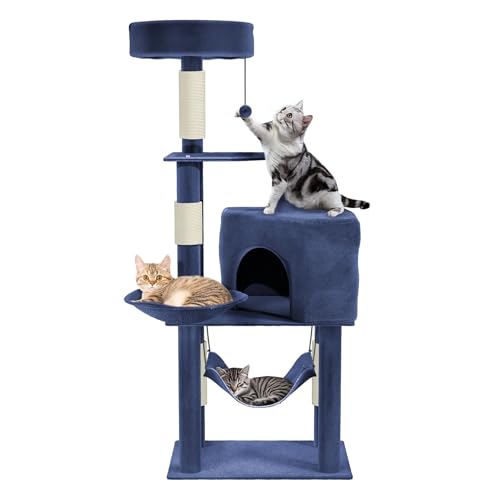 Suusolny Großer Katzenbaum Katzenkratzbaum Kratzbaum 133.5 cm hoch mit Sisalpfosten Mehreren Ebenen Hängematte und Korb Kletterbaum für Katzen mit viel Platz zum Spielen und Schlafen Blaugrau Suusolny Großer Katzenbaum Katzenkratzbaum Kratzbaum 133.5 cm hoch mit Sisalpfosten Mehreren Ebenen Hängematte und Korb Kletterbaum für Katzen mit viel Platz zum Spielen und Schlafen Blaugrau von Suusolny