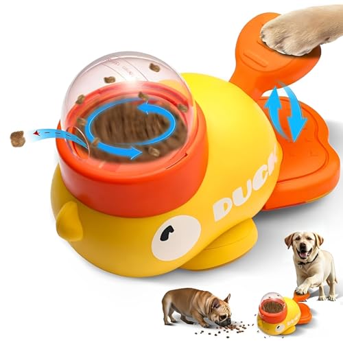 Entenform Interaktive Futterspender，Suuwwn Hund Slow Feeder Spielzeug Interactive Dog Puzzle Slow Feeder Toy Duck Dog Treat Food Dispenser für Anreicherung und Unterhaltung von Suuwwn