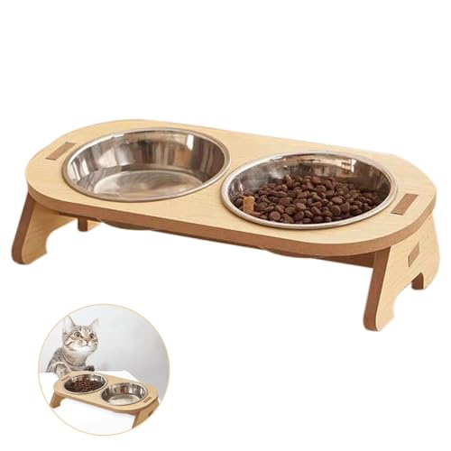 Futternapf Katze,Suuwwn Katzennapf Erhöht mit 15° Neigung Design Erhöhter Katzennapf mit Holz Ständer Erhöhte Schüssel aus Edelstahl Katzenfutternapf für Futter und Wasser für Katzen und kleine Hunde Futternapf Katze,Suuwwn Katzennapf Erhöht mit 15° Neigung Design Erhöhter Katzennapf mit Holz Ständer Erhöhte Schüssel aus Edelstahl Katzenfutternapf für Futter und Wasser für Katzen und kleine Hunde von Suuwwn