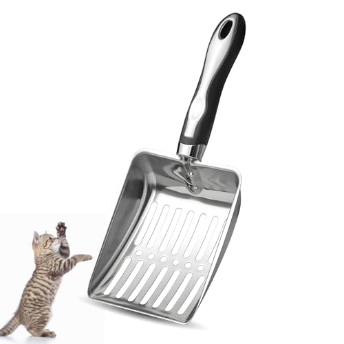 Suuwwn Katzenstreuschaufel, Katzenstreu-Schaufel aus Edelstahl Katzenklo Schaufel Metall Antihaft-katzenstreuschaufel für Katzentoilette, Katzen, Hund von Suuwwn