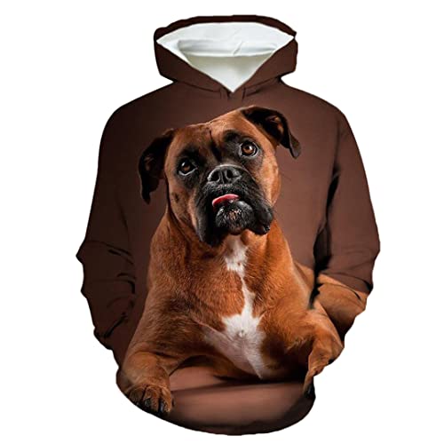 Unisex Lustiger 3D-Druck Niedlich Tier Hund Hoodie Haustier Hund Grafik Kapuzenpullover Sweatshirt 2 XXL von Suwequest