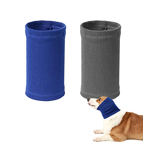 2 Stück Hunde Schlauchschal, Haustier Ohrenschützer zur Linderung von Angstzuständen, beruhigender Hund, Hoodie, Lärmschutz, Nacken und Ohrenwärmer für Hunde und Katzen (Blau + Grau) von Suxgumoe