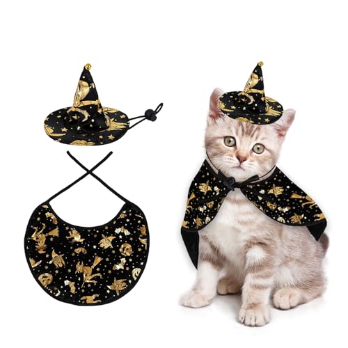 Halloween Hund Katze Kostüm Umhang, Haustier Kostümumhang mit Hexenhut, Halloween Haustierkostüme für kleine Hunde und Katze Halloween Hund Katze Kostüm Umhang, Haustier Kostümumhang mit Hexenhut, Halloween Haustierkostüme für kleine Hunde und Katze von Suxgumoe
