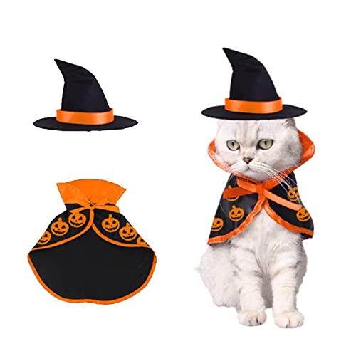 Halloween Katze Kostüm Kürbis Hexe Umhang und Hüte Halloween Bekleidung Zubehör für Kätzchen Welpen Halloween Party Cosplay Kostüme Halloween Katze Kostüm Kürbis Hexe Umhang und Hüte Halloween Bekleidung Zubehör für Kätzchen Welpen Halloween Party Cosplay Kostüme von Suxgumoe