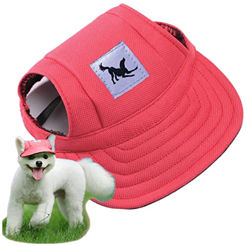Hunde Baseballmütze, Verstellbar Outdoor Sport Hunde Sonnenhut Hundecap mit Ohrlöchern für Haustiere Hund Katze (Rot, M) von Suxgumoe