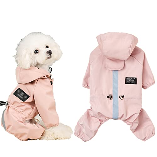 Hunde Regenmantel, Haustier Hund wasserdichte Mantel Kleidung Hunde Regen Poncho Hoodie mit Reflexstreifen für kleine mittelgroße Hunde Welpen Katzen Kätzchen (S, ROSA) von Suxgumoe