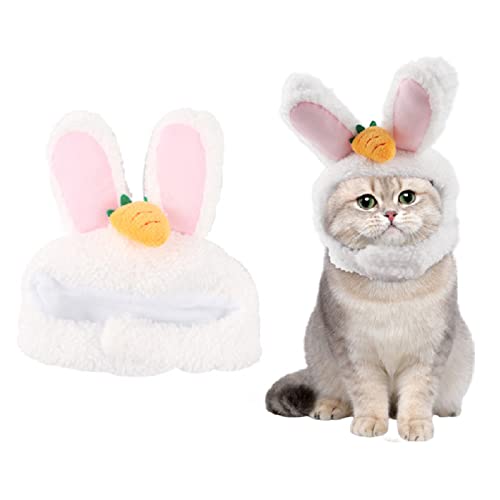 Katzenhut, süßes Katzenkostüm Hase Hut mit Ohren, Plüsch Haustier Häschen Kostüm für Katzen und kleine Hunde Kätzchen Welpen Party Kostüm Zubehör von Suxgumoe
