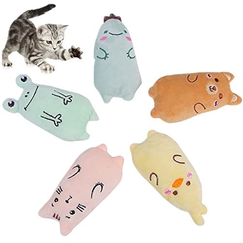 Suxgumoe Katzenminze-Spielzeug, 5-teiliges Katzenminzen-Spielzeug, interaktives Katzenkauspielzeug, Frosch, Dinosaurier, Bär, Ente, geformtes Katzenkissen, Spielzeug für Kätzchen und Kätzchen von Suxgumoe