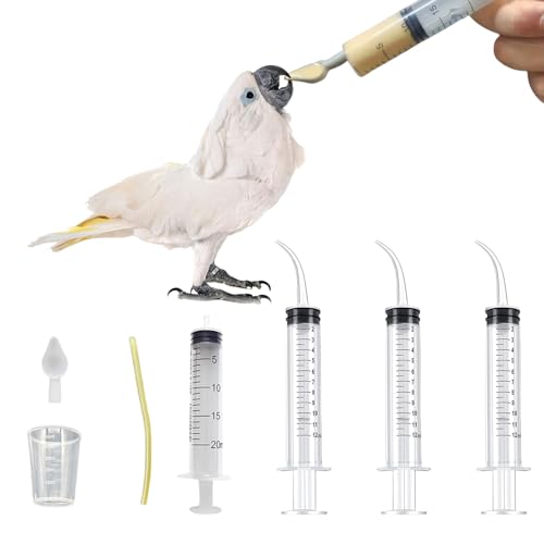 Suxgumoe Baby Bird Parrot Fütterungsspritze Set mit Gavage Röhrchen, Baby Vögel Papageienverfügung Spritzen Handfütterung Spritze zum Füttern von Milchvögeln Papageien Kleines von Suxgumoe