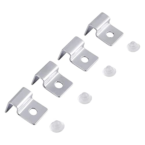 Suxgumoe Edelstahl Aquarium Glas Abdeckung Unterstützung, 4 stücke Aquarium Abdeckung Halter Glasabdeckungs Clips mit silikagel Mat (10mm) von Suxgumoe