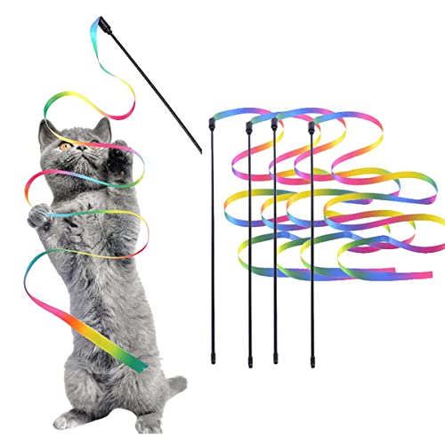 Suxgumoe Interaktives Katzen-Regenbogen-Spielzeug, 5 Stück, buntes Kätzchenband-Spielzeug, Zauberstab, bunte Katzen-Teaser-Zauberstab für Katzen, Kätzchen, Indoor-Training, Trainingsgerät Suxgumoe Interaktives Katzen-Regenbogen-Spielzeug, 5 Stück, buntes Kätzchenband-Spielzeug, Zauberstab, bunte Katzen-Teaser-Zauberstab für Katzen, Kätzchen, Indoor-Training, Trainingsgerät von Suxgumoe