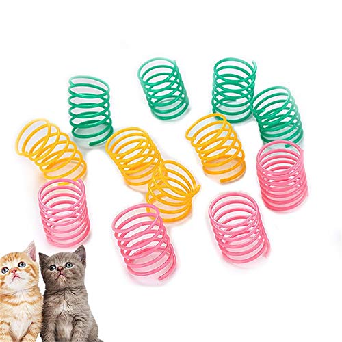 Suxgumoe Katzenfeder-Spielzeug, 10 Stück, bunte Kunststoffspirale, interaktives Spielzeug für Katzen, Kätzchen, Hunde von Suxgumoe