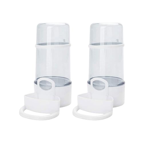 Vögel Wasserspender, 2 Stück Automatischer Trinkflaschen für Käfig, Kunststoff Papageien Futterspender Tränke Vogelkäfig Zubehör für Wellensittich Lovebirds Nymphensittich (Weiß 415ml) von Suxgumoe