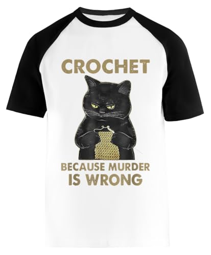 Black Cat Funny Crochet Because Weißes Kurzarm-T-Shirt Unisex-Baseball-T-Shirt Black Cat Funny Crochet Because Weißes Kurzarm-T-Shirt Unisex-Baseball-T-Shirt von Suzetee