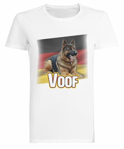 Voof Shirt German Sheppard Weißes Kurzarm-T-Shirt Damen-T-Shirt Voof Shirt German Sheppard Weißes Kurzarm-T-Shirt Damen-T-Shirt von Suzetee