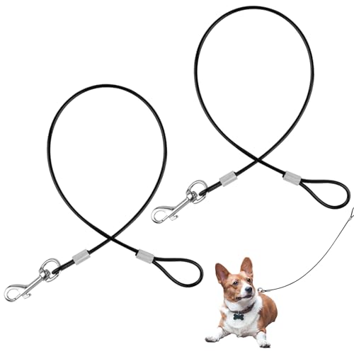 Kaufeste Hundeleine, Verlängerungskabel aus Metall, strapazierfähig, verheddert sich nicht, für kleine, mittelgroße und große Hunde, Schwarz, 2 Stück Kaufeste Hundeleine, Verlängerungskabel aus Metall, strapazierfähig, verheddert sich nicht, für kleine, mittelgroße und große Hunde, Schwarz, 2 Stück von Svalor