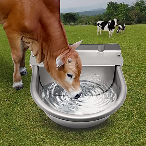 Svauoumu Automatischer Tränkebecken Aus Edelstahl mit 1/2 Zoll Verstellbarem Messing Schwimmerventil und AbflusslöChern für Pferde, Kuh, Schweine, Ziegen, Schaf und HundeträNken von Svauoumu