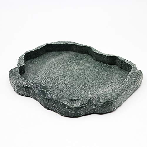 Reptilien Wasserschale,Terrarium Wasserschale Harz Steinschildkröte Wasserschale,für Schildkröte Eidechse Spinne Schlangen Futterschale (M) von Svauoumu
