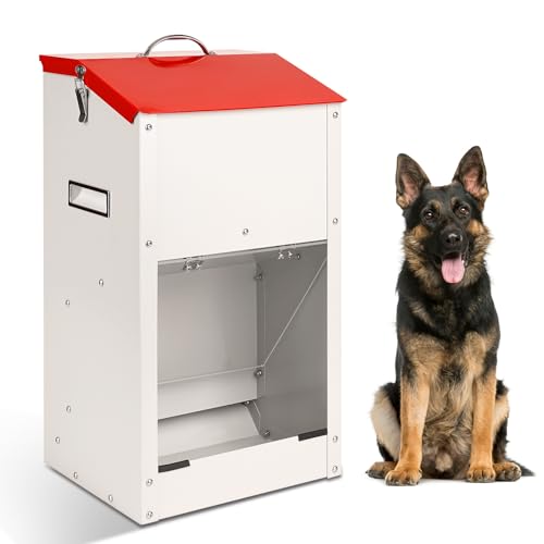 Svauoumu Futterautomat für Hunde, 25lb Kapazität, Mit Deckel Zum Schutz des Futters, Nagetiersicheres Design, Geeignet für den Außeneinsatz von Svauoumu