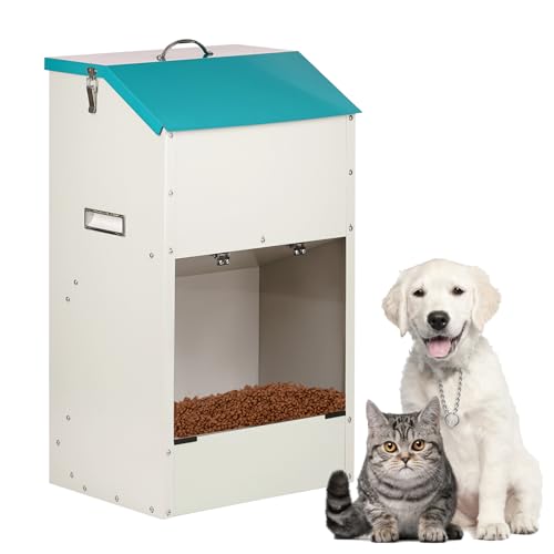 Svauoumu Futterautomat für Hunde - Fassungsvermögen 22 kg, mit Deckel Zum Schutz des Futters, Nagetiersicheres Design, Geeignet für den Außeneinsatz (70X30X40) von Svauoumu
