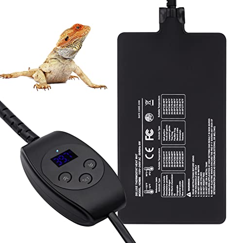 Svauoumu Heizmatte Terrarium,Regelbar Reptilien Heizmatte 6W/11W/23W/36W, IPX7 Wasserdicht mit Temperaturregelung für Reptilien SchildkröTe Schlange Gecko Einsiedlerkrebs Amphibien (6W:(10 * 17.8CM)) von Svauoumu