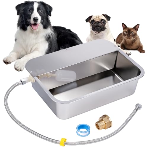 Svauoumu Hundebecken Automatischer Hundewasserspender,11 Liter Outdoor Dog Watere Edelstahl-Wassernapf für große Hunde,Großer Hundewassernapf,Edelstahl-Wassernapf von Svauoumu
