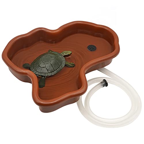 Svauoumu Terrarium Trinkschale Groß, Schildkröten Wasserschale mit Abfluss, Geeignet für Schildkröten, Hornfrösche, Schlangen, Einsiedlerkrebse, amphibische Reptilien Trinknapf von Svauoumu