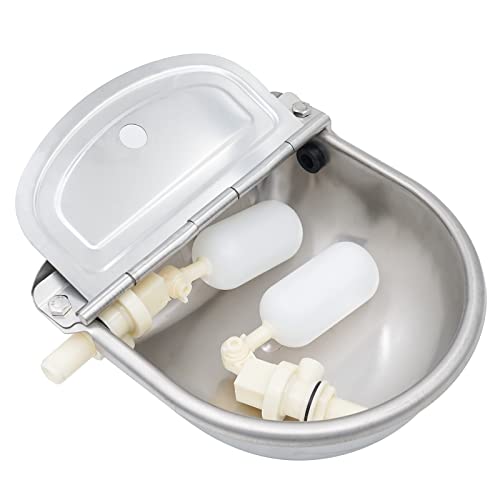 Svauoumu Automatische Tränkebecken Edelstahl,Tränkebecken für Rinder, Tränke mit 2 Stück Schwimmerventil für Pferde, Rinder, Schweine, Ziegen, Kuh, Schaf, Alpaka und Hundetränken,4 Liter von Svauoumu