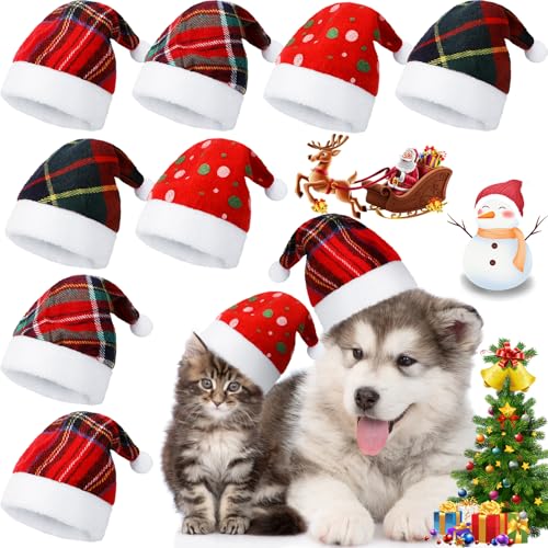 Svee Weihnachtsmütze für Haustiere, für Hunde und Katzen, Weihnachtsmannmütze, Urlaub, Party, niedliche Kostüme für Welpen, Kätzchen, kleine Hunde und Katzen, kariert, 8 Stück Svee Weihnachtsmütze für Haustiere, für Hunde und Katzen, Weihnachtsmannmütze, Urlaub, Party, niedliche Kostüme für Welpen, Kätzchen, kleine Hunde und Katzen, kariert, 8 Stück von Svee
