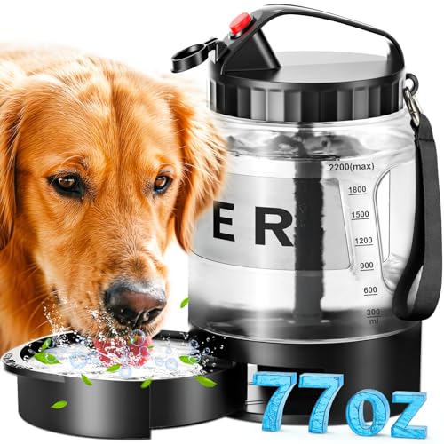 Große Hundewasserflasche, tragbarer Reise-Wasserspender mit herausziehbarer Schüssel, ideal für Wandern, Camping, Hundeparks, auslaufsicher, BPA-frei, Outdoor-Hundewasserflasche für große Hunde von SwSun