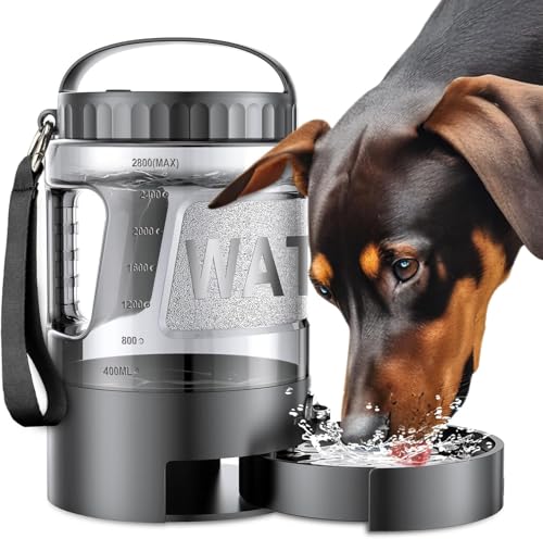 Hunde-Wasserflasche, tragbare Näpfe – 2,7 l großer Reise-Wassernapf-Spender für Hunde, Haustier-Camping, Strand-Essentials, Reisen, Park-Zubehör, auslaufsicherer Haustier-Trinkspender für unterwegs von SwSun