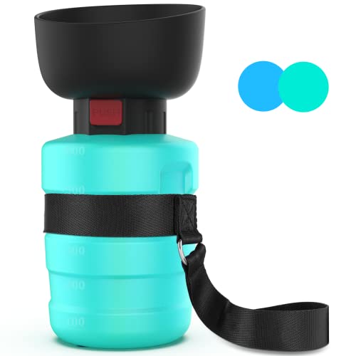 SwSun 2-in-1 Tragbare Hunde-Wasserflasche mit faltbarem Napf, auslaufsicherer Hunde-Wasserflaschenspender für Welpen, Spazierengehen, Wandern und Reisen. 595 ml BPA-frei von SwSun