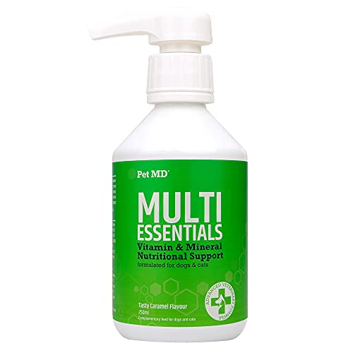 Pet MD Multi Essentials Complete Multivitamin für Hunde und Katzen, Vitamin B für Hunde, Katzen-Vitamine, Multivitamin für Hunde, Calziumzusatz für Hunde, Vitamine für ältere Hunde und Welpen, 250 ml von Swedencare