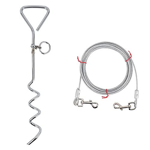Hundepfahl mit Zugkabel, für den Außenbereich, Garten, Hundetrainingsleine, Kette für Trainingsleine Hundepfahl mit Zugkabel, für den Außenbereich, Garten, Hundetrainingsleine, Kette für Trainingsleine von Sweeaau