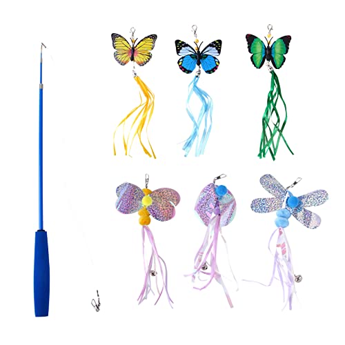 Sweeaau Interessantes Teaser für Spielzeug, Set für Schmetterling, Kätzchen, mit Ersatzminen, interaktiv, 7 Stück Sweeaau Interessantes Teaser für Spielzeug, Set für Schmetterling, Kätzchen, mit Ersatzminen, interaktiv, 7 Stück von Sweeaau
