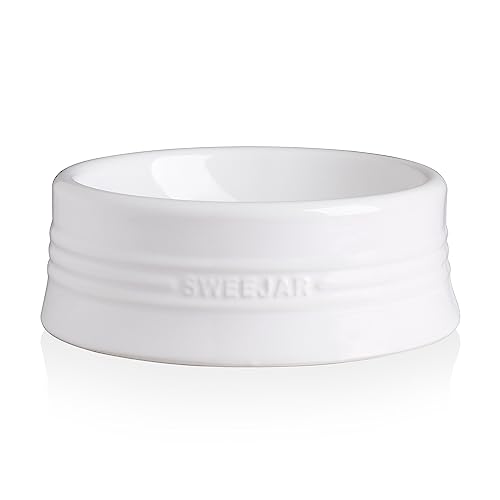 Sweejar Hundenapf aus Keramik mit Farbverlauf, Hunde-Futternapf für große Hunde und große Katzen, Porzellan, Haustierschüssel für Futter und Wasser, 946 ml, Weiß von Sweejar